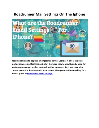 Roadrunner Mail Settings On The Iphone