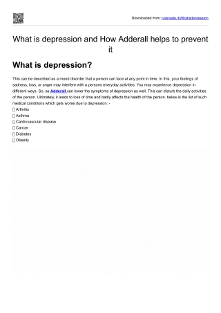 What is depression and How Adderall helps to prevent it