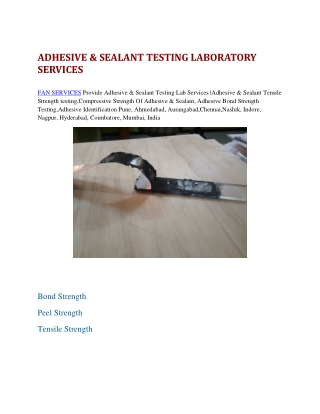 Adhesive & Sealant Testing Lab Mumbai,Pune,Nashik,Chennai, Hyderabad,India