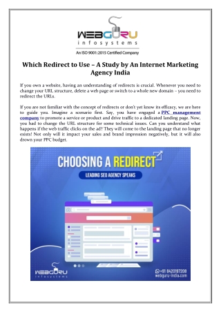 Which Redirect to Use – A Study by An Internet Marketing Agency India