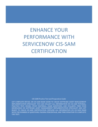 Enhance Your Performance with ServiceNow CIS-SAM Certification