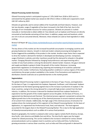 Oilseed Processing market Growth Report 2020-2025