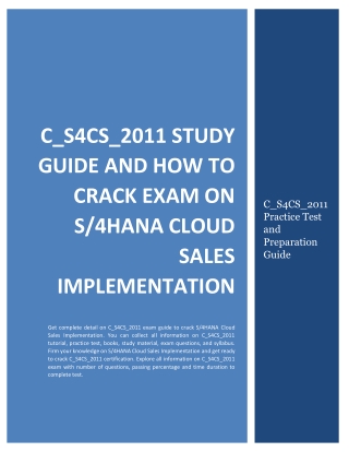 How to Prepare for C_S4CS_2011 exam on S/4HANA Cloud Sales Implementation