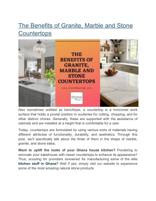 The Benefits of Granite, Marble and Stone Countertops