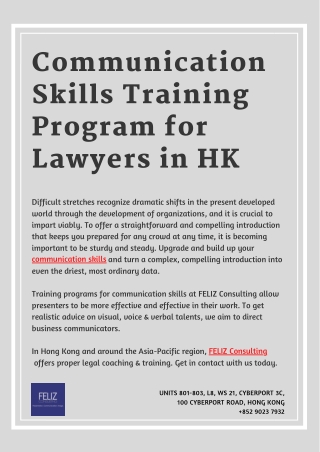 Communication Skills Training Program for Lawyers in HK