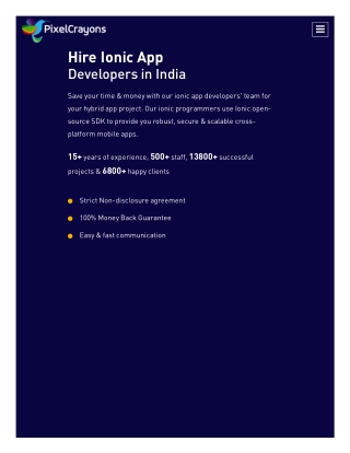 Hire Ionic App Developers in India with 100% money-back guarantee