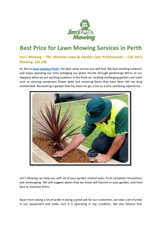 Best Price for Lawn Mowing Services in Perth