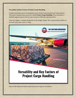 Project Cargo Handling Services In Manila