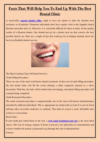 Facts That Will Help You To End Up With The Best Dental Clinic