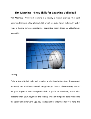 Tim Manning - Basic skills of volleyball game