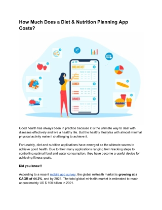 How Much Does a Diet & Nutrition Planning App Costs