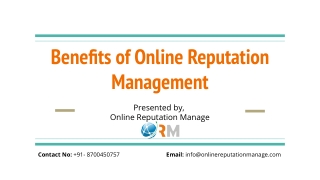 Online Reputation Manage- Benefits of Online Reputation Management