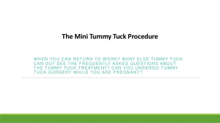 The Mini Tummy Tuck Procedure