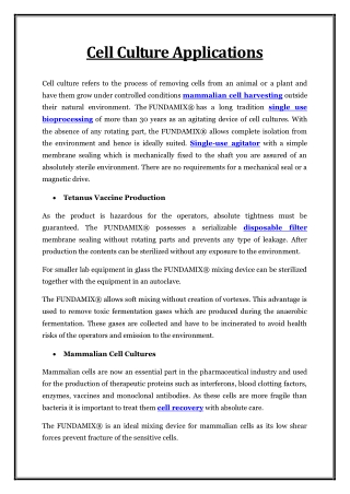 Cell Culture Applications