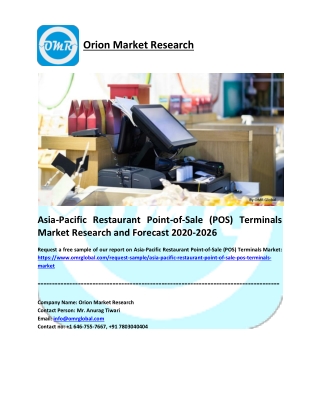 Asia-Pacific Restaurant Point-of-Sale (POS) Terminals Market Research and Forecast 2020-2026