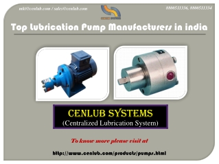 Top Lubrication Pump Manufacturers In India