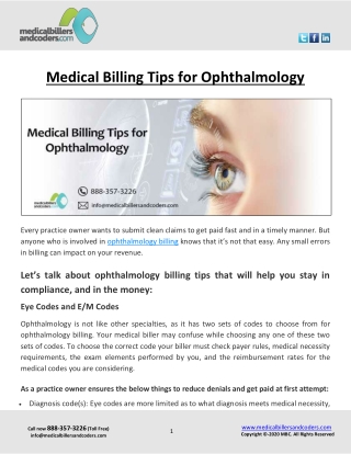 Medical Billing Tips for Ophthalmology