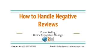 online Reputation Manage - how to handle negative reviews