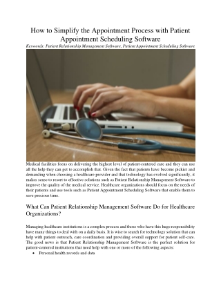 How to Simplify the Appointment Process with Patient Appointment Scheduling Software