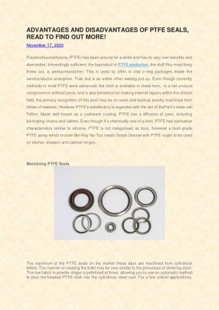 The Advantage and Disadvantages of PTFE Seals