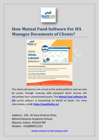 How Mutual Fund Software For IFA Manages Documents of Clients?