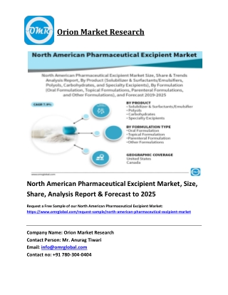 North American Pharmaceutical Excipient Market Trends, Size, Competitive Analysis and Forecast 2019-2025