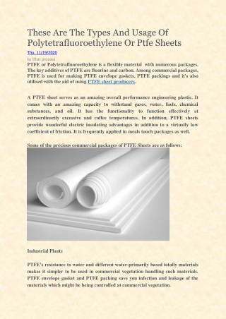 PTFE Sheet Manufacturers, PTFE Sheet Suppliers, PTFE Sheet Exporters