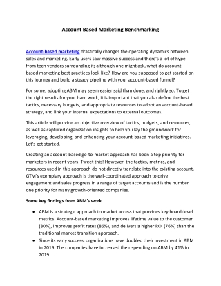 Account Based Marketing Benchmarking