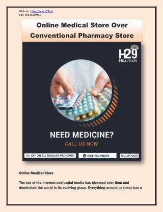 Online Medical Store Over Conventional Pharmacy Store