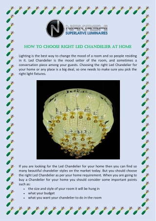 How to Choose Right Led Chandelier At Home