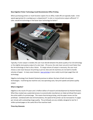 New Edgeline Printer Technology Could Revolutionize Office Printing