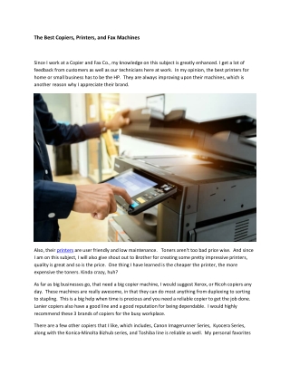 The Best Copiers, Printers, and Fax Machines