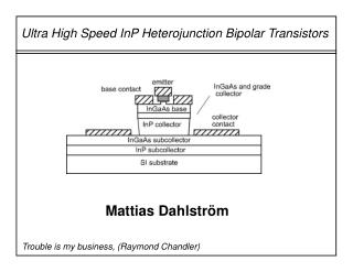 Ultra High Speed InP Heterojunction Bipolar Transistors