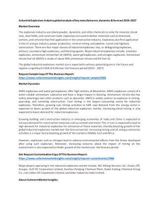 Industrial Explosives Industry global analysis of key manufacturers, dynamics & forecast 2019-2027