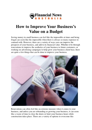 How to Improve Your Business’s Value on a Budget