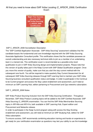 All that you need to know about SAP Ariba Locating (C_ARSOR_2008) Certification Exam