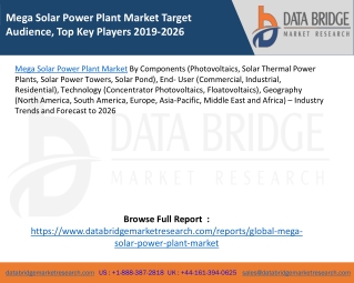 Mega Solar Power Plant Market Target Audience, Top Key Players 2019-2026