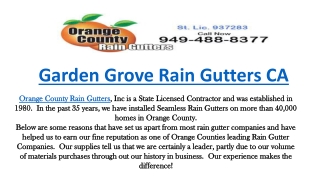 Garden Grove Rain Gutters CA