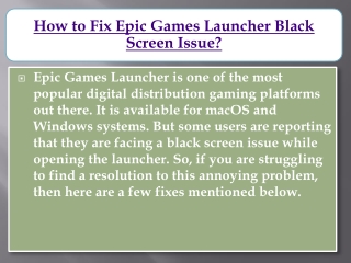 How to Fix Epic Games Launcher Black Screen Issue?