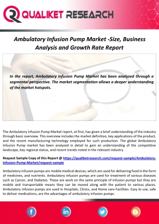 Ambulatory Infusion Pump Market 2020 - Size, Industry Analysis and Forecast