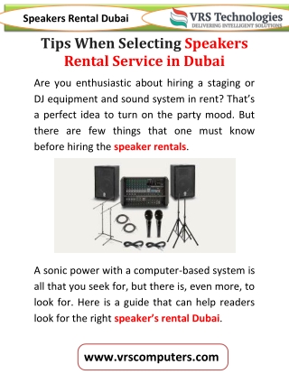 Tips When Selecting Speakers Rental in Dubai