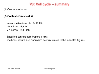 V8: Cell cycle – summary