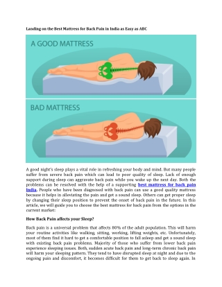 Landing on the Best Mattress for Back Pain in India as Easy as ABC