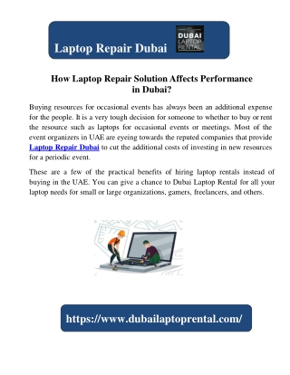 How Laptop Repair Solution Affects Performance in Dubai?