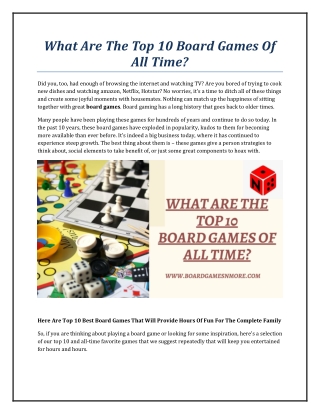 Here Are Top 10 Best Board Games That Will Provide Hours Of Fun For The Complete Family