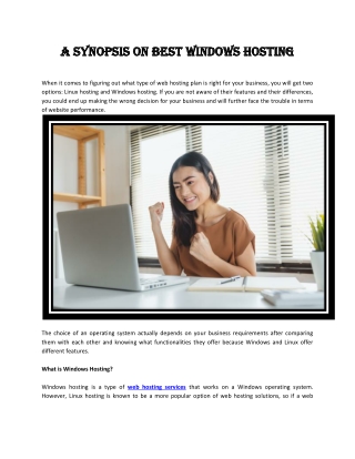 A Synopsis on Best Windows Hosting