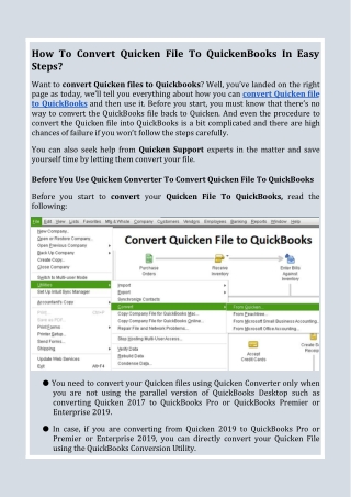 How To Convert Quicken File To QuickenBooks In Easy Steps?