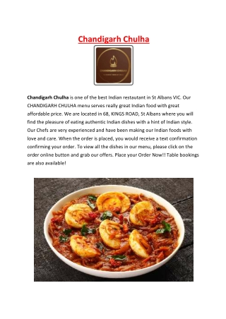 5% Off - Chandigarh Chulha St Albans Takeaway Menu, VIC