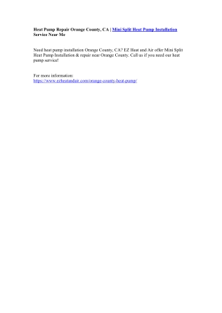 Heat Pump Repair Orange County, CA | Mini Split Heat Pump Installation Service Near Me