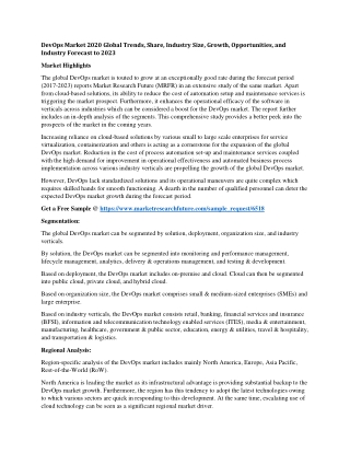 DevOps Market 2020 Global Trends, Share, Industry Size, Growth, Opportunities, and Industry Forecast to 2023